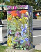 Finished utility cabinet wrapped in colourful garden imagery